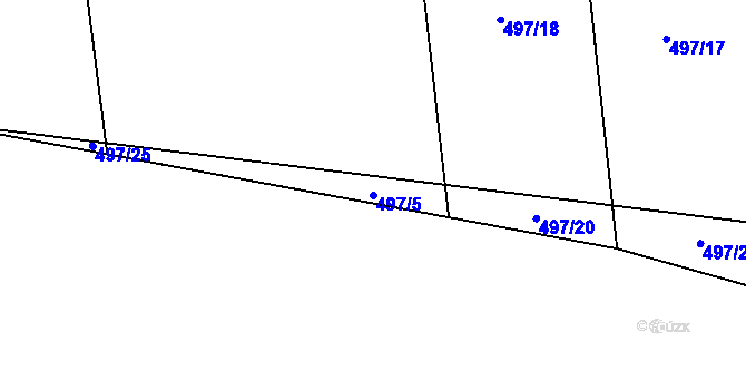 Parcela st. 497/5 v KÚ Olešná u Rakovníka, Katastrální mapa