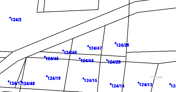Parcela st. 124/47 v KÚ Olešná u Rakovníka, Katastrální mapa