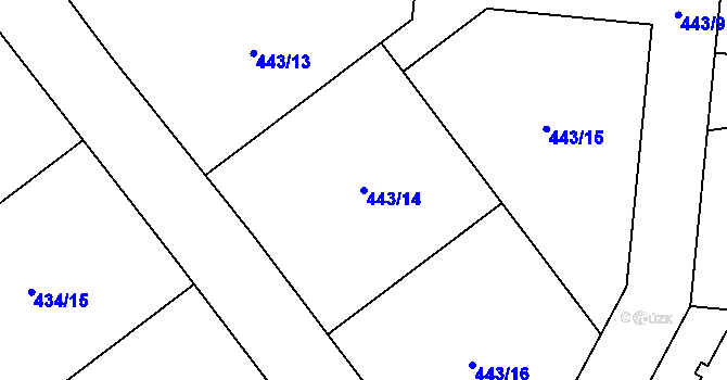 Parcela st. 443/14 v KÚ Olešná u Rakovníka, Katastrální mapa
