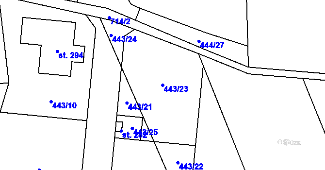 Parcela st. 443/23 v KÚ Olešná u Rakovníka, Katastrální mapa