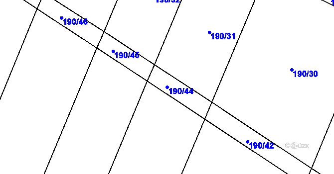 Parcela st. 190/44 v KÚ Olešná u Rakovníka, Katastrální mapa