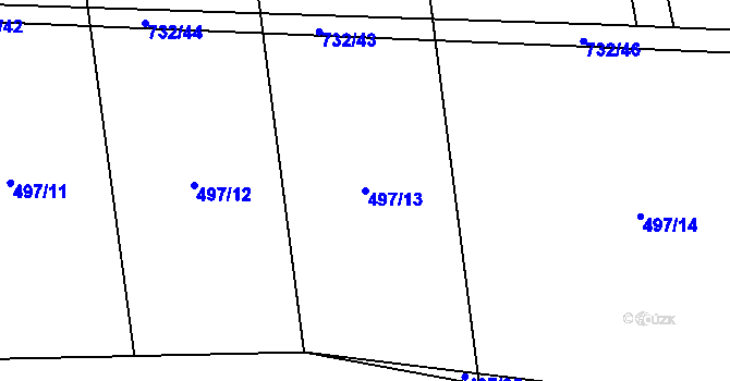Parcela st. 497/13 v KÚ Olešná u Rakovníka, Katastrální mapa