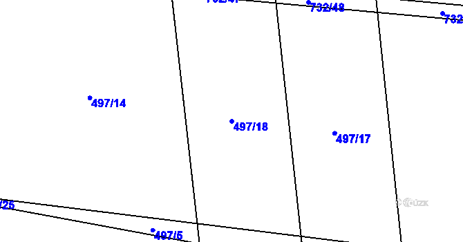 Parcela st. 497/18 v KÚ Olešná u Rakovníka, Katastrální mapa