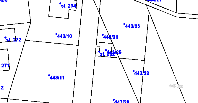 Parcela st. 282 v KÚ Olešná u Rakovníka, Katastrální mapa