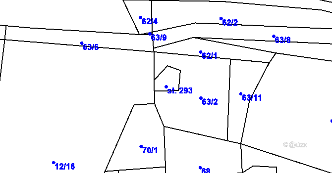Parcela st. 293 v KÚ Olešná u Rakovníka, Katastrální mapa