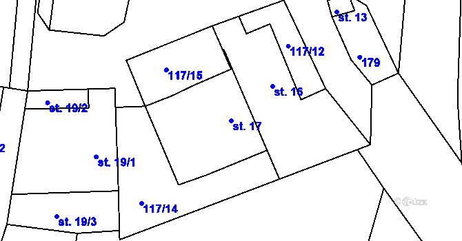 Parcela st. 17 v KÚ Chválov u Pelhřimova, Katastrální mapa