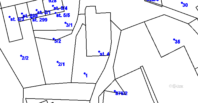 Parcela st. 4 v KÚ Olešná u Pelhřimova, Katastrální mapa
