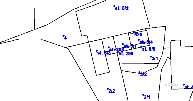Parcela st. 5/3 v KÚ Olešná u Pelhřimova, Katastrální mapa