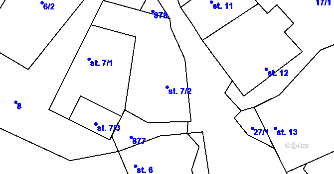 Parcela st. 7/2 v KÚ Olešná u Pelhřimova, Katastrální mapa
