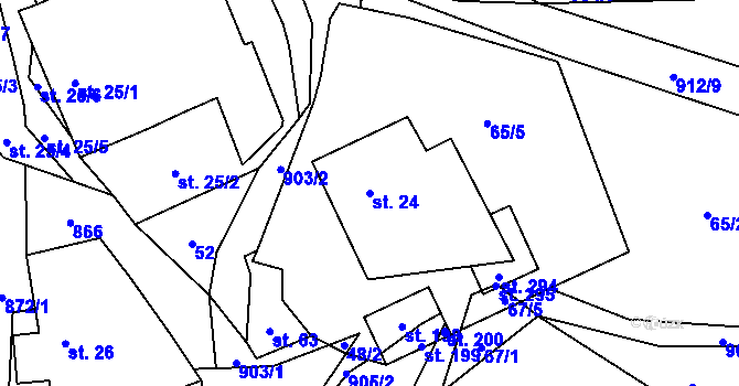 Parcela st. 24 v KÚ Olešná u Pelhřimova, Katastrální mapa
