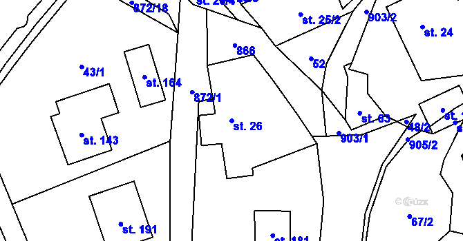 Parcela st. 26 v KÚ Olešná u Pelhřimova, Katastrální mapa