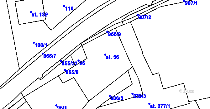 Parcela st. 56 v KÚ Olešná u Pelhřimova, Katastrální mapa