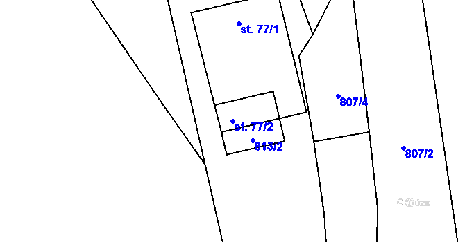 Parcela st. 77/2 v KÚ Olešná u Pelhřimova, Katastrální mapa