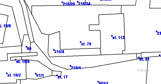 Parcela st. 78 v KÚ Olešná u Pelhřimova, Katastrální mapa
