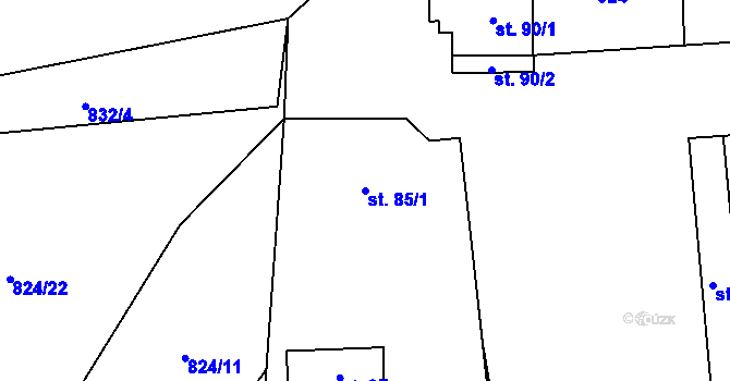 Parcela st. 85/1 v KÚ Olešná u Pelhřimova, Katastrální mapa