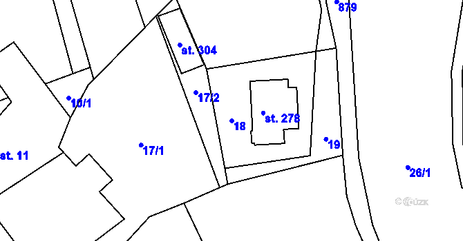 Parcela st. 18 v KÚ Olešná u Pelhřimova, Katastrální mapa