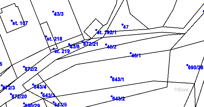 Parcela st. 46 v KÚ Olešná u Pelhřimova, Katastrální mapa