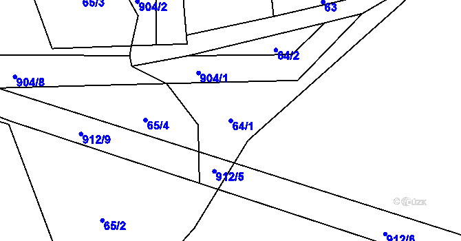 Parcela st. 64/1 v KÚ Olešná u Pelhřimova, Katastrální mapa