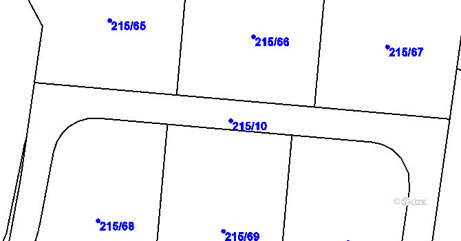 Parcela st. 215/10 v KÚ Olešná u Pelhřimova, Katastrální mapa