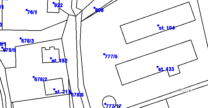 Parcela st. 777/5 v KÚ Olešná u Pelhřimova, Katastrální mapa