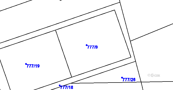 Parcela st. 777/9 v KÚ Olešná u Pelhřimova, Katastrální mapa