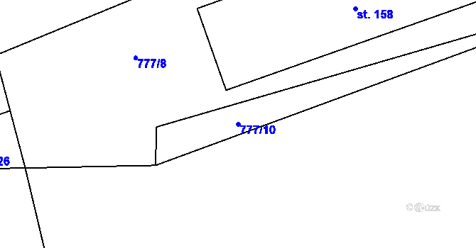 Parcela st. 777/10 v KÚ Olešná u Pelhřimova, Katastrální mapa