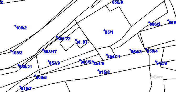 Parcela st. 95/2 v KÚ Olešná u Pelhřimova, Katastrální mapa