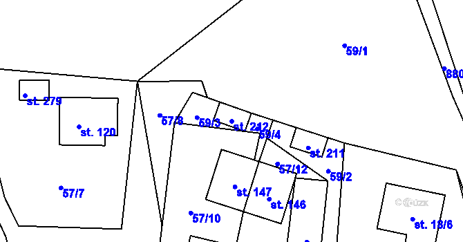 Parcela st. 212 v KÚ Olešná u Pelhřimova, Katastrální mapa