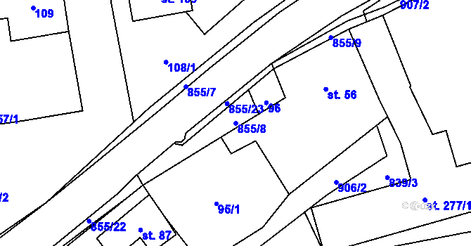 Parcela st. 855/8 v KÚ Olešná u Pelhřimova, Katastrální mapa
