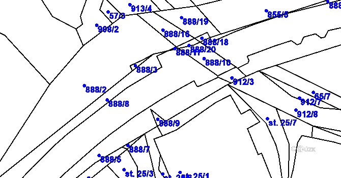 Parcela st. 888/11 v KÚ Olešná u Pelhřimova, Katastrální mapa