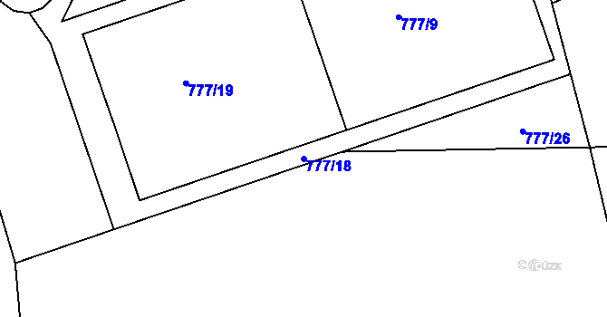 Parcela st. 777/18 v KÚ Olešná u Pelhřimova, Katastrální mapa