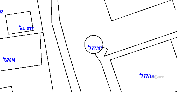 Parcela st. 777/17 v KÚ Olešná u Pelhřimova, Katastrální mapa