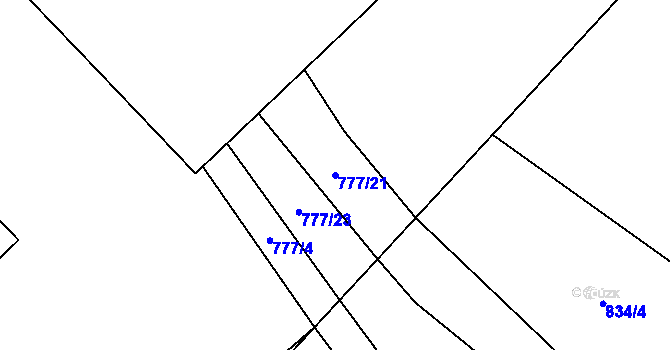 Parcela st. 777/21 v KÚ Olešná u Pelhřimova, Katastrální mapa