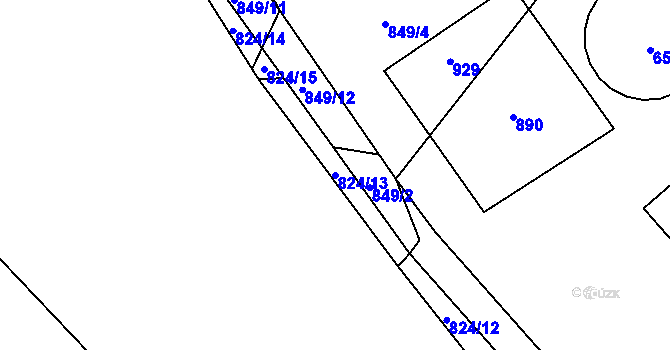 Parcela st. 824/13 v KÚ Olešná u Pelhřimova, Katastrální mapa