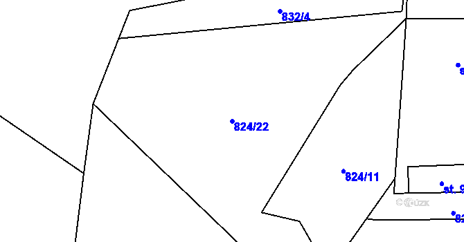 Parcela st. 824/22 v KÚ Olešná u Pelhřimova, Katastrální mapa