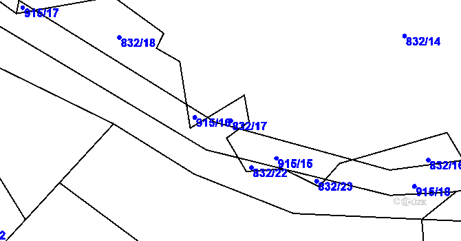 Parcela st. 832/17 v KÚ Olešná u Pelhřimova, Katastrální mapa