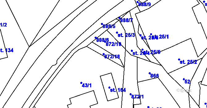 Parcela st. 872/18 v KÚ Olešná u Pelhřimova, Katastrální mapa