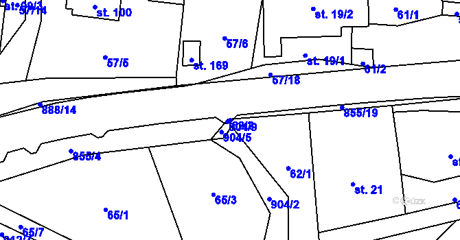 Parcela st. 62/2 v KÚ Olešná u Pelhřimova, Katastrální mapa