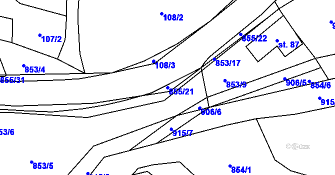 Parcela st. 855/21 v KÚ Olešná u Pelhřimova, Katastrální mapa