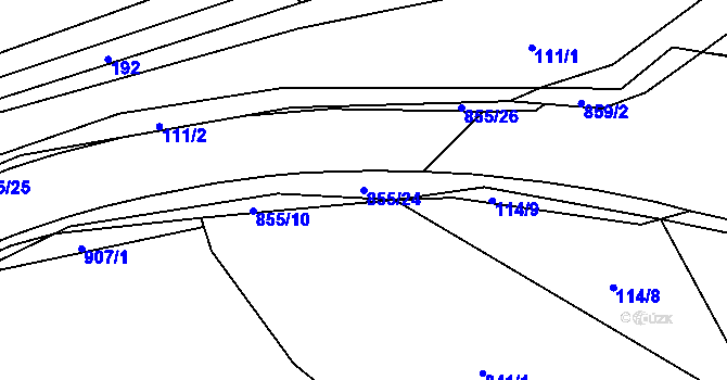 Parcela st. 855/24 v KÚ Olešná u Pelhřimova, Katastrální mapa