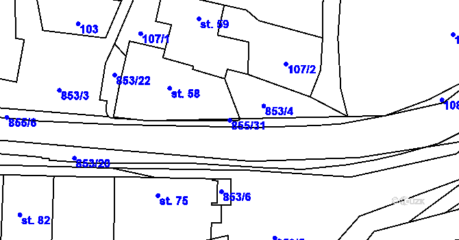 Parcela st. 855/31 v KÚ Olešná u Pelhřimova, Katastrální mapa