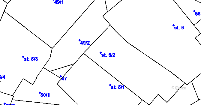 Parcela st. 5/2 v KÚ Plevnice, Katastrální mapa