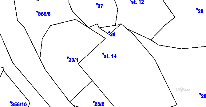 Parcela st. 14 v KÚ Plevnice, Katastrální mapa