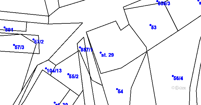 Parcela st. 29 v KÚ Plevnice, Katastrální mapa