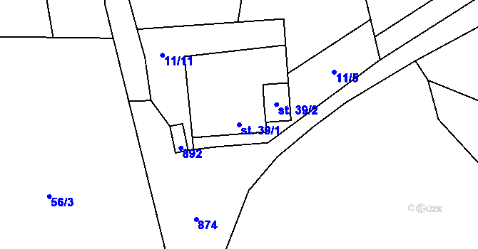 Parcela st. 39/1 v KÚ Plevnice, Katastrální mapa