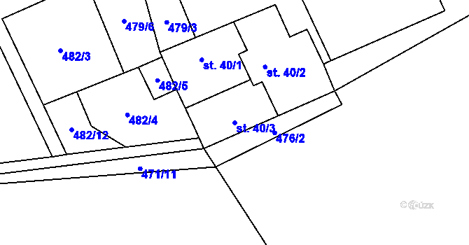 Parcela st. 40/3 v KÚ Plevnice, Katastrální mapa