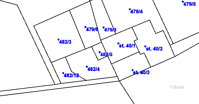 Parcela st. 482/5 v KÚ Plevnice, Katastrální mapa