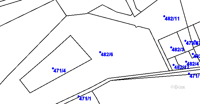 Parcela st. 482/6 v KÚ Plevnice, Katastrální mapa