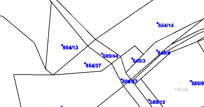 Parcela st. 589/44 v KÚ Plevnice, Katastrální mapa