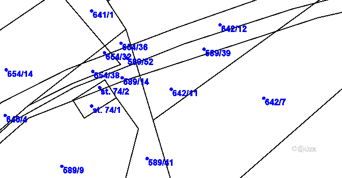 Parcela st. 642/11 v KÚ Plevnice, Katastrální mapa